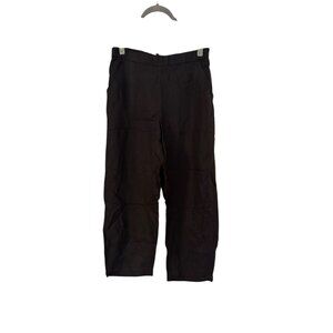 Eileen Fisher Black Straight Leg Elastic Waist Pant Sz Lg Pull On